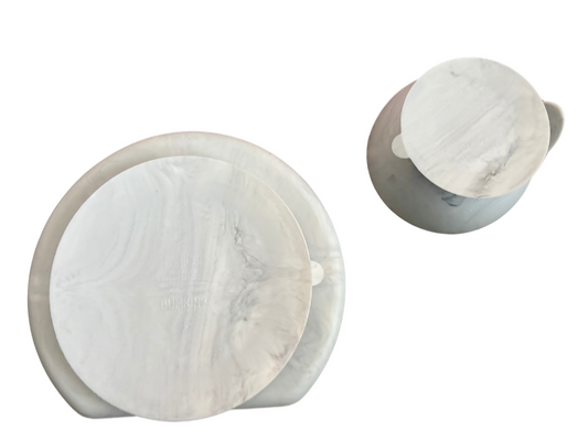 Silicone Suction Feeding Plate & Bowl Set - Marble (Bumkins)