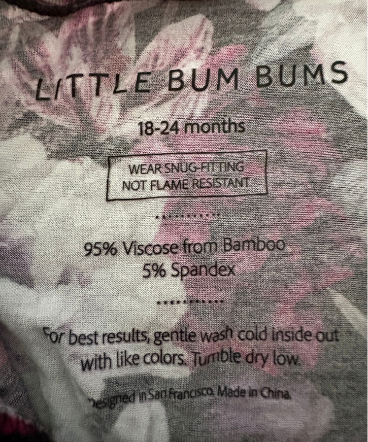 Bamboo Ruffle Zipper Onesie - Size 18-24 Months (Little Bum Bum’s/Bum’s & Roses)