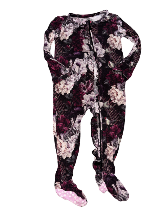Bamboo Ruffle Zipper Onesie - Size 18-24 Months (Little Bum Bum’s/Bum’s & Roses)
