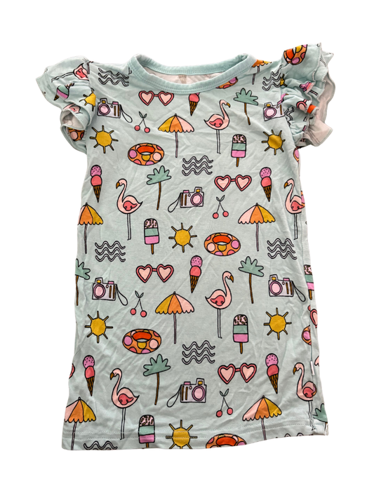 Bamboo Ruffle Sleeve Shirt  - Size 2T (Little Sleepies)