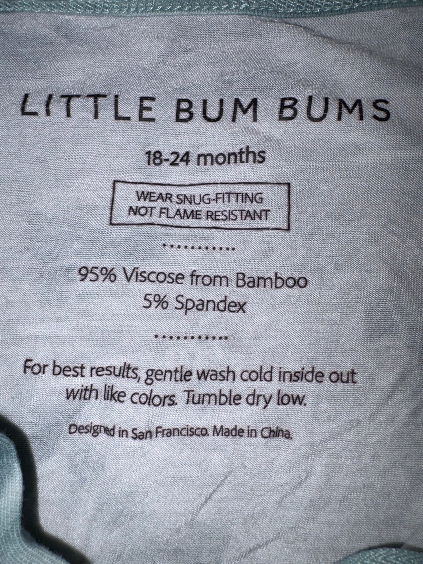 Bamboo Zipper Onesie - Size 18-24 Months (Little Bum Bum’s/Bum’s & Roses)