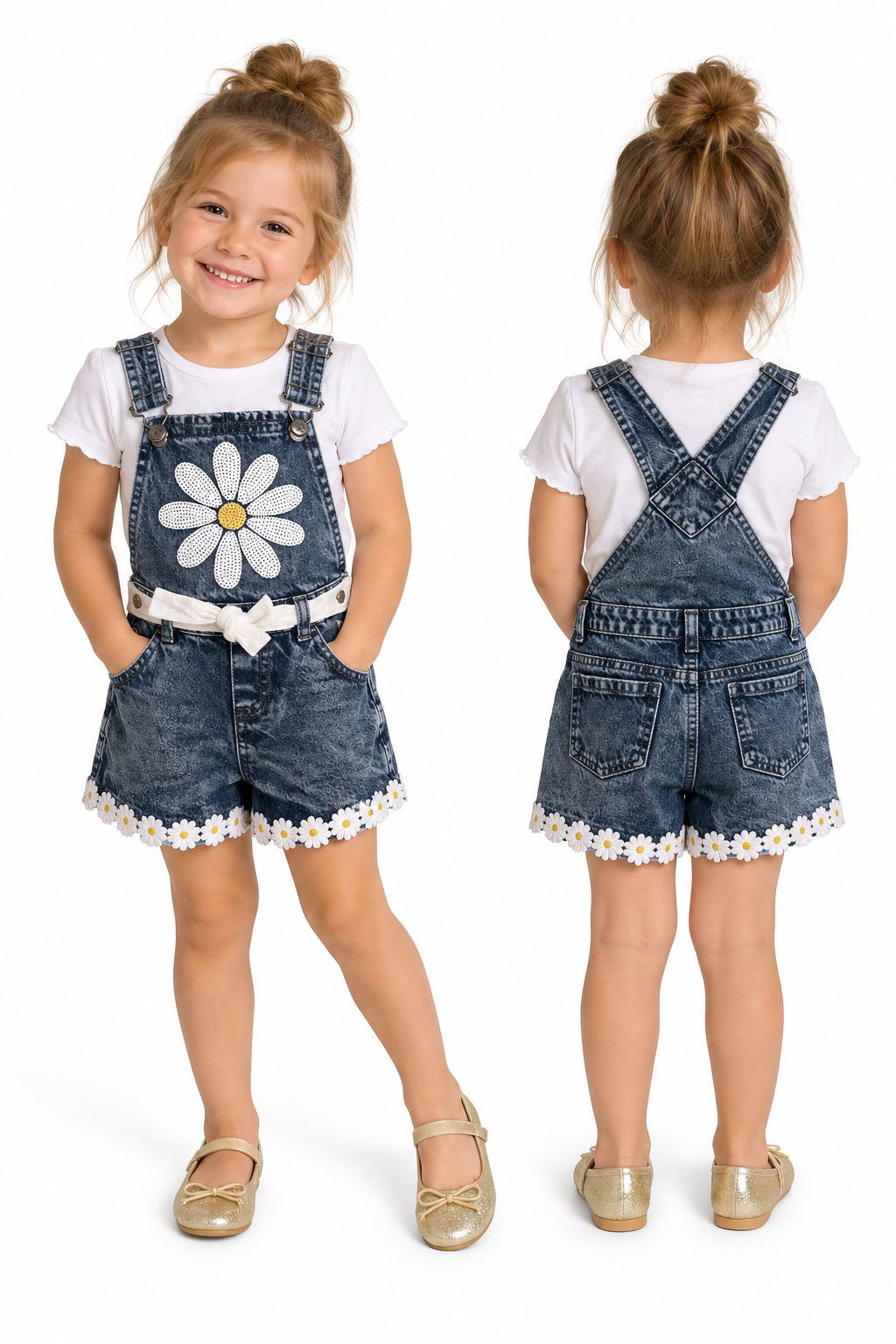 Daisy Overall Shorts - Size 5T