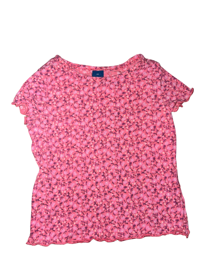 Floral Ribbed Shirt  - Size 2T (Old Navy)